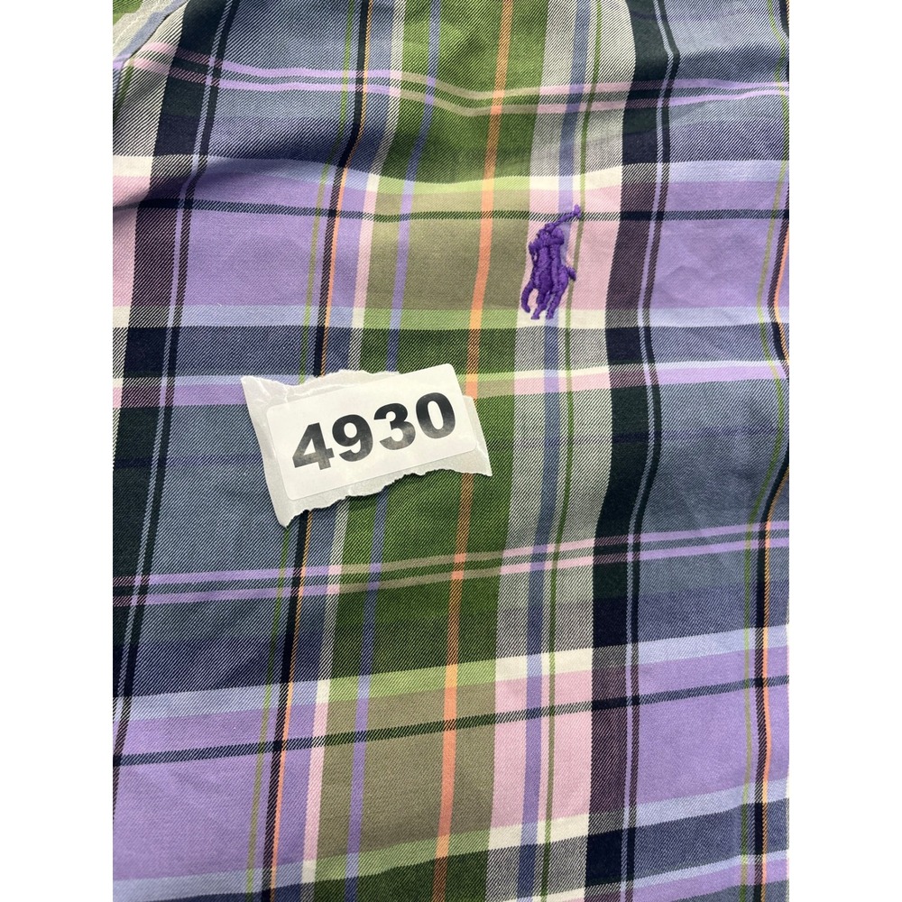 Ralph Lauren Mens XXL Classic Fit Plaid Button Down Shirt Green Purple Pony 4930 - Picture 6 of 6